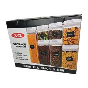 XYZ 14 Piece Airtight Food Storage Container Set Locking Airtight Lids